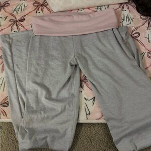 Gray Priscilla Pants with Pink Waistband